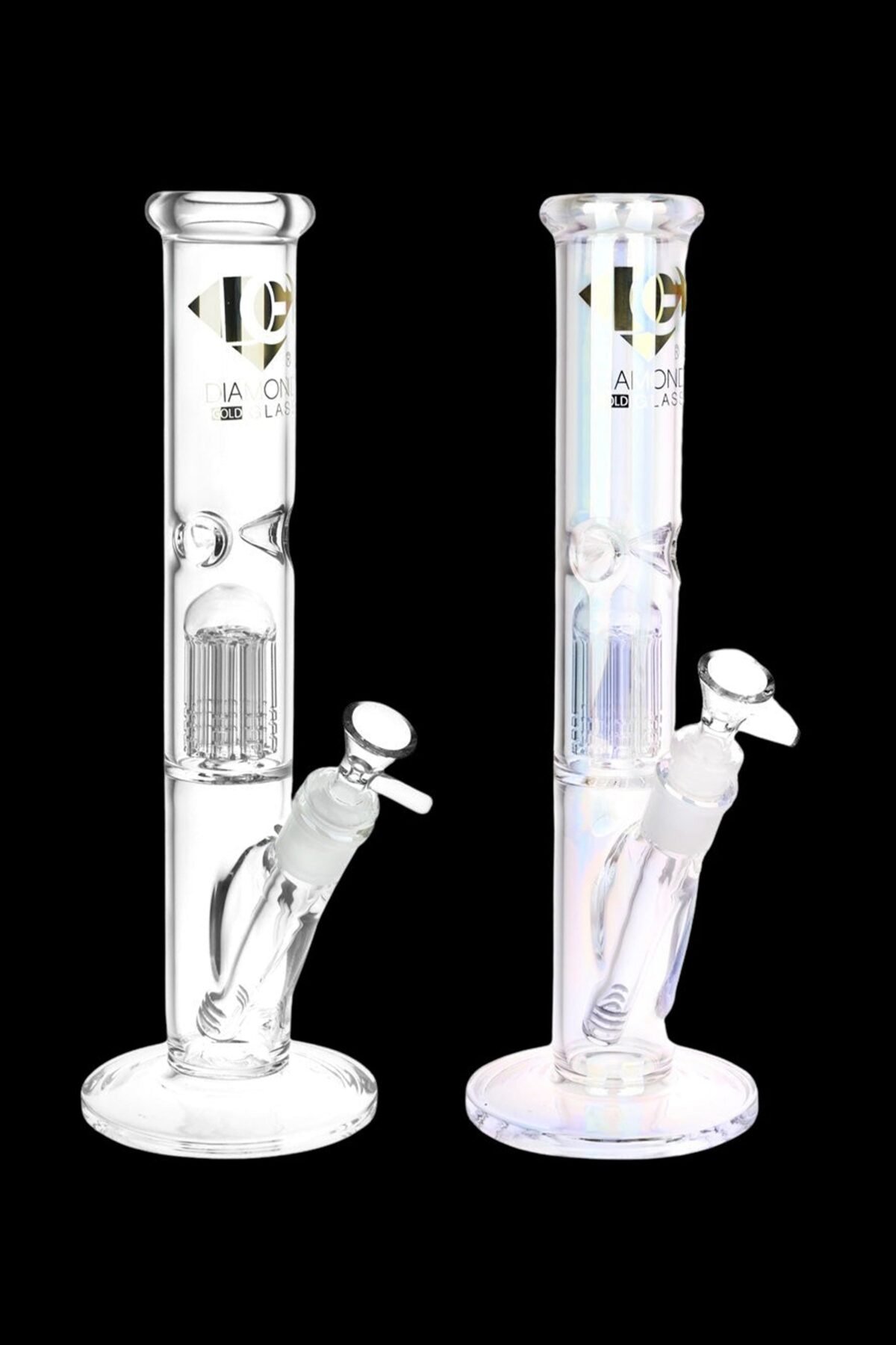 Diamond Glass Gold Pearl 8-Arm Perc Water Pipe