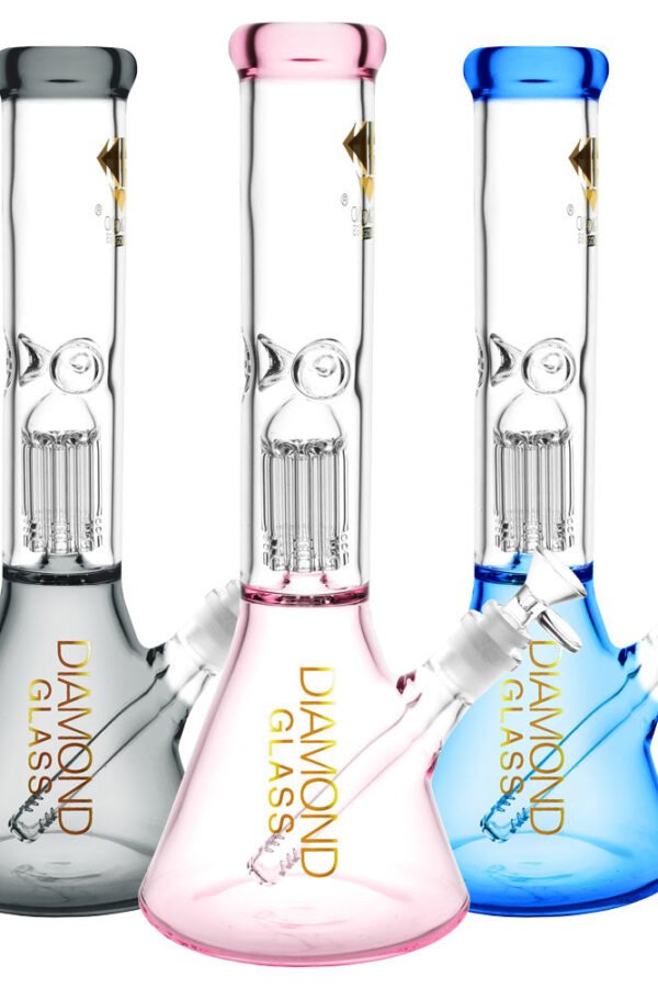 Diamond Glass Mansion Water Pipe-14""/14mmF/Colors Vary