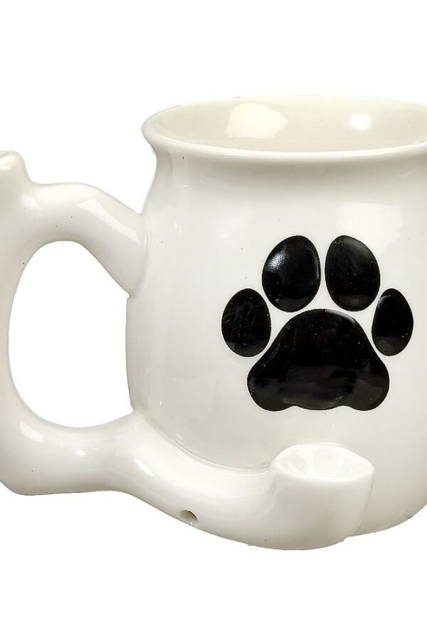 Dog Paw Mug - White with Black Paw