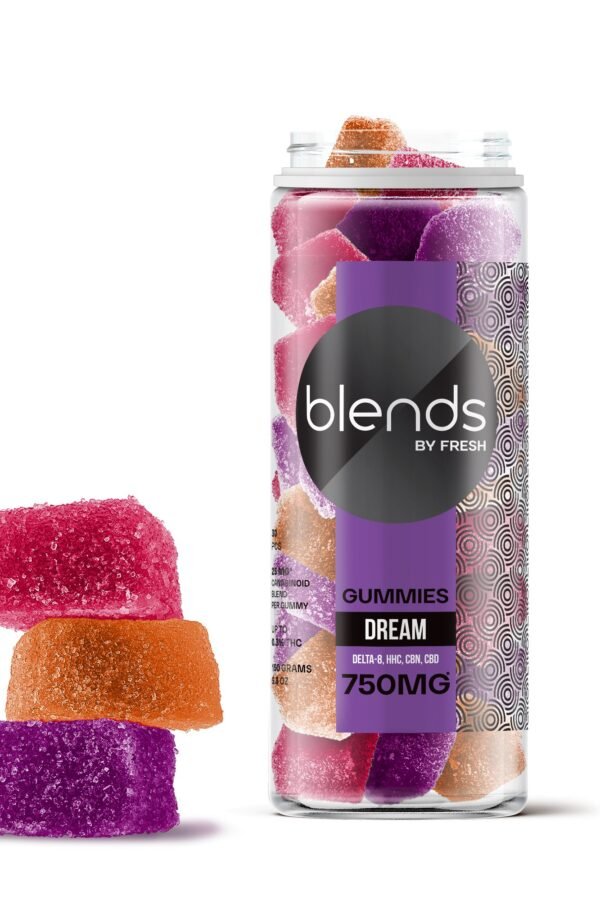 Dream Blend - 25mg Gummies - D8, HHC, CBN, CBD - Blends by Fresh (Grape, Orange, Cherry, 750mg)