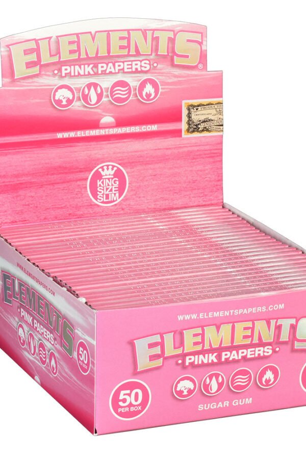 Elements Pink Rolling Papers - King Size Slim - 50PC DISP