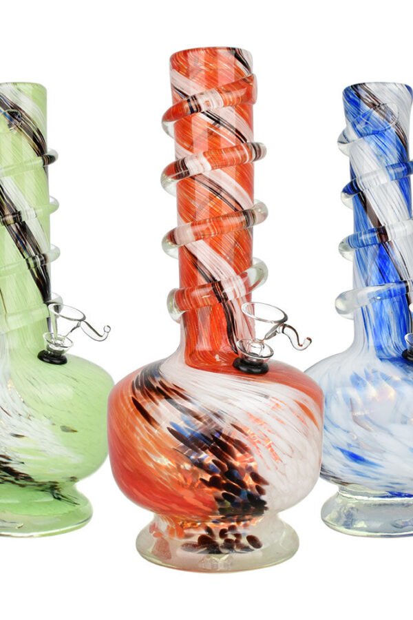 Ethereal Swirl Soft Glass Water Pipe - 12"" / Colors Vary