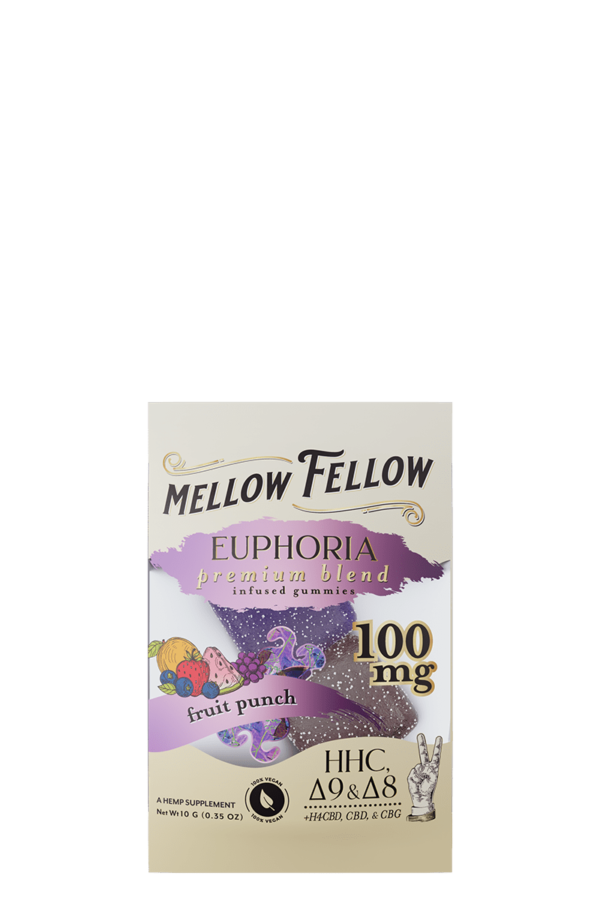 Euphoria Blend Fruit Punch 2 ct. Infused Gummies - HHC, Delta-9, Delta-8, H4CBD, CBD, & CBG