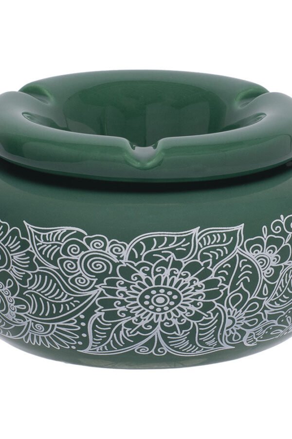 Fujima Moroccan Ceramic Ashtray - Green Floral / 5""