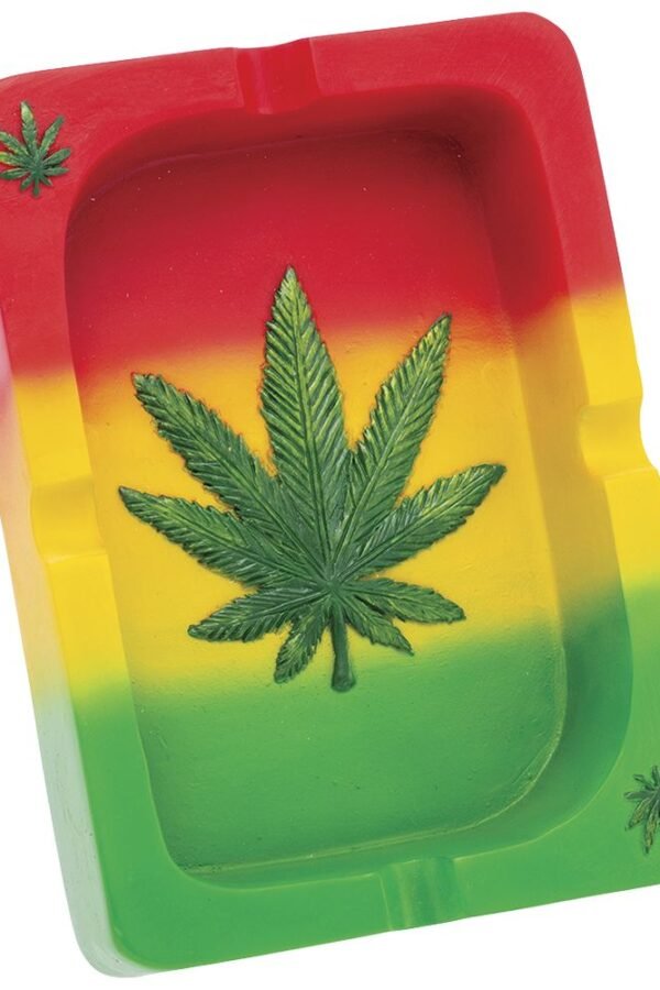 Fujima Rasta Hemp Leaf Playing Card Polyresin Ashtray