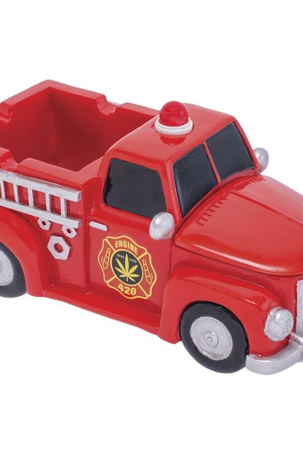 Fujima Red 420 Firetruck Polyresin Ashtray - 9""x 4.9""