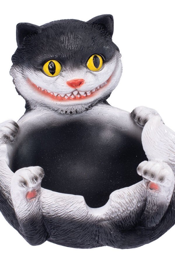 Fujima Trippy Tuxedo Cat Polystone Ashtray - 5""x3.5""