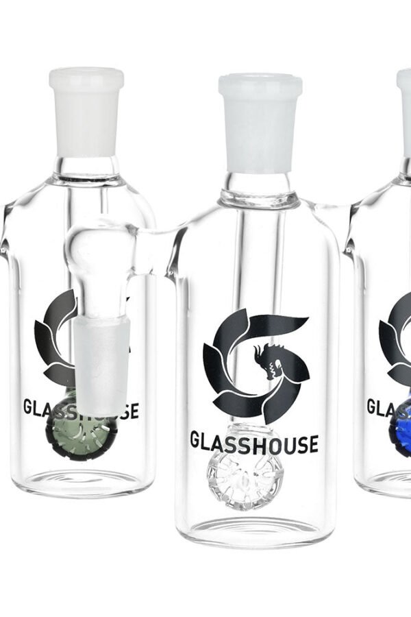 Glass House Barrel Diffuser Glass Ash Catcher - 14mm M / 90D / Colors Vary