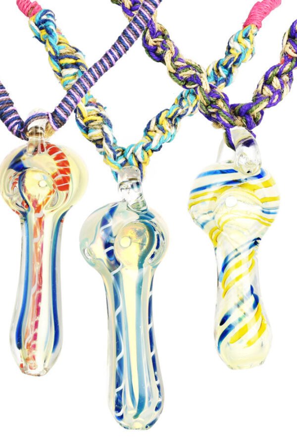 Glass Novelty Mushroom-Shaped Pipe Pendant on Hemp Necklace