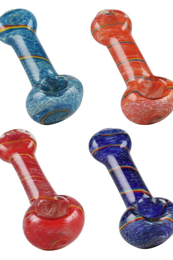 Glass Pipe w/ Stripes - 3"" / Colors Vary