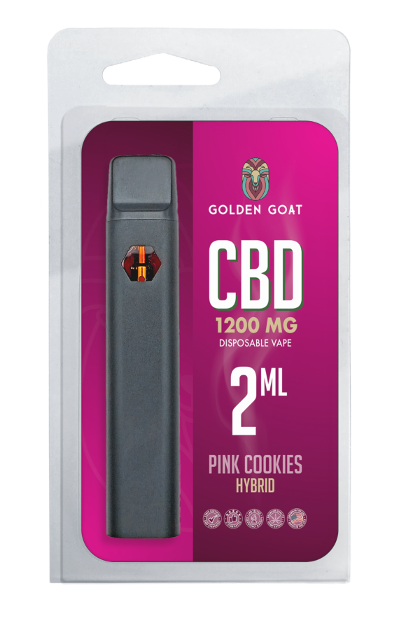 Golden Goat CBD Rechargeable Vape Device 1200MG, Pink Cookies (Hybrid)