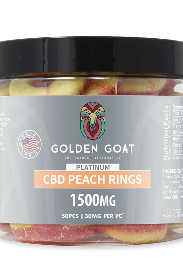 Golden Goat Platinum CBD Gummies 1500mg - Peach Rings