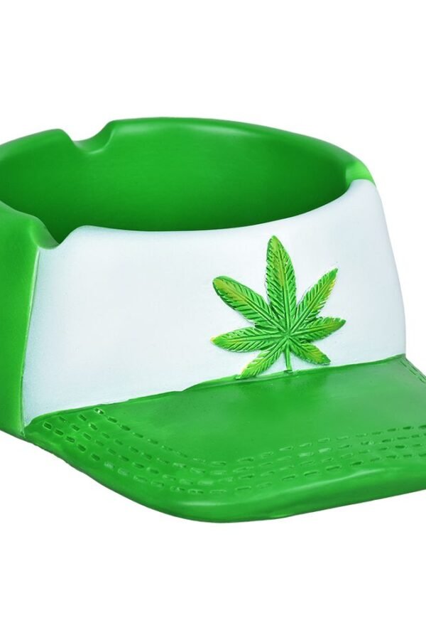 Hemp Leaf Baseball Cap Ceramic Ashtray - 6.5"" / 4""