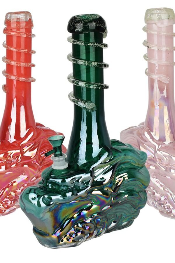 Iridescent Dragon Soft Glass Water Pipe - 14"" / 14mm F