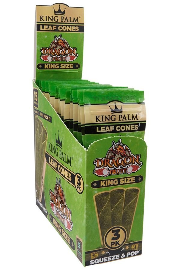 King Palm Hand Rolled Leaf Cones - 3pc / King Size / Dragon Fruit 15pk