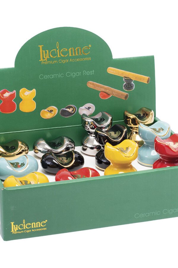 Lucienne Ceramic Cigar Rest - Assorted Colors & Styles 12pcs