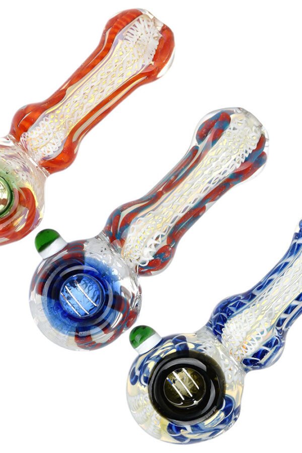 Luscious Lace Glass Spoon Pipe - 4.25"" / Colors Vary