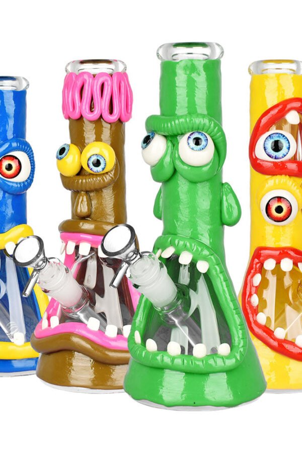 Maniacal Monster 3D Painted Beaker Water Pipe - 10""