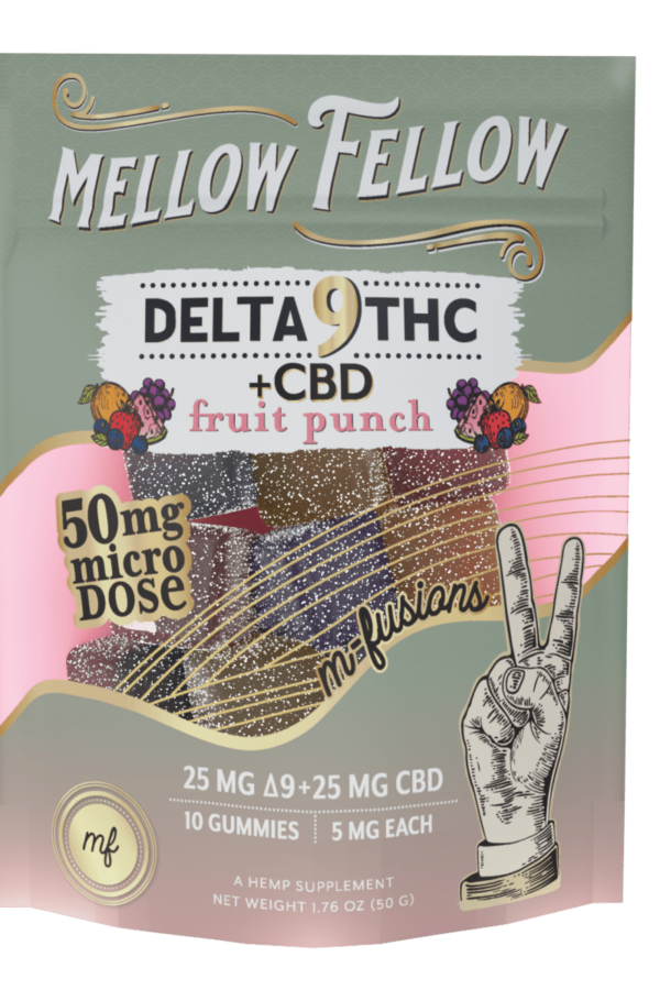 Microdose M-Fusions Gummies - 10 ct 50mg Delta 9 + CBD - Fruit Punch