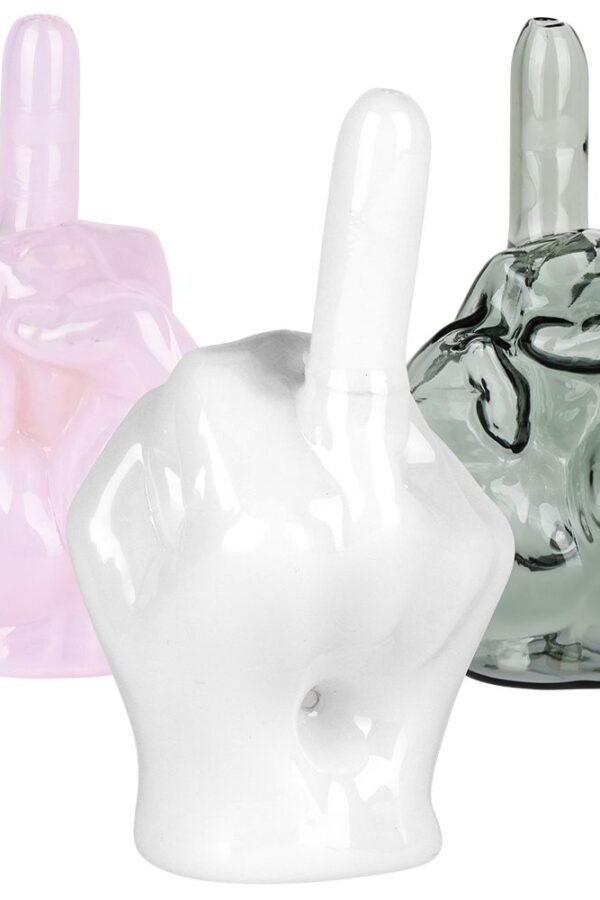 Middle Finger Glass Hand Pipe - 4.25""