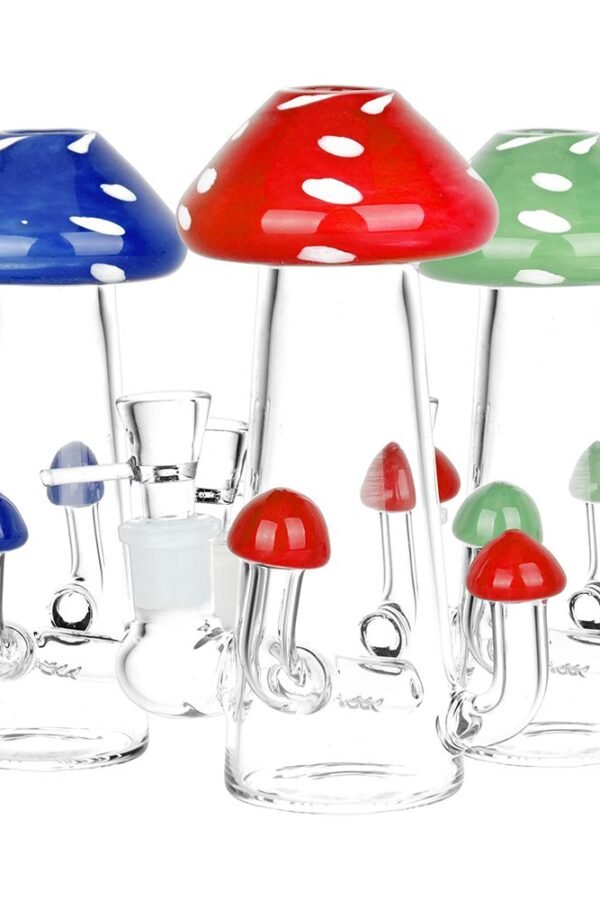 Old School Toadstool Glass Water Pipe - 6"" / 14mm F / Colors Vary