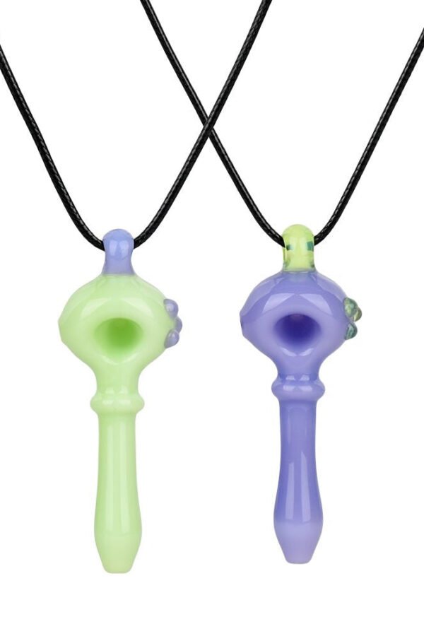 Pastel Glass Spoon Pipe Pendant Necklace - 13"" / 2pcs