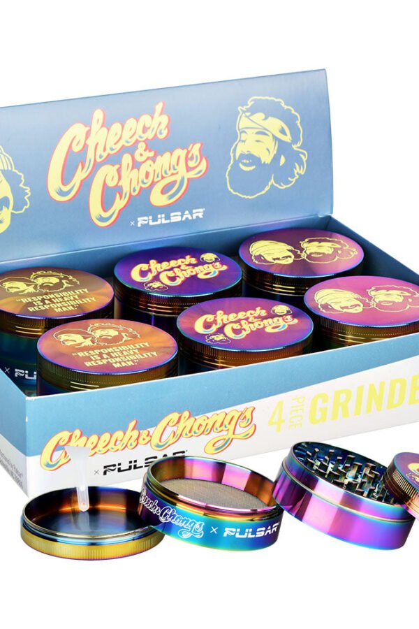 Pulsar 6PC DISPLAY - Cheech & Chong's Metal Grinder - Rainbow / 4pc / 2.5""