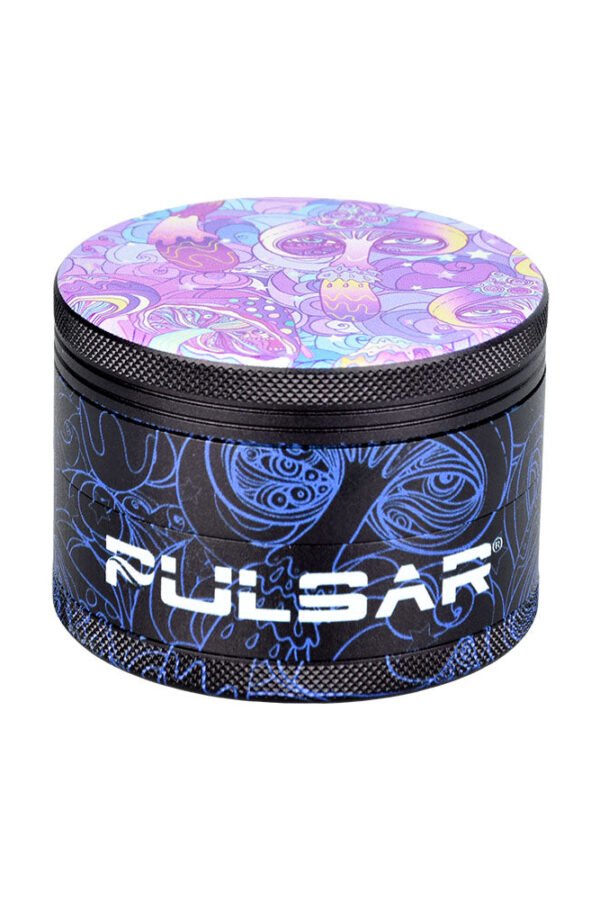 Pulsar Design Series Grinder with Side Art - Melting Mushroom / 4pc / 2.5""