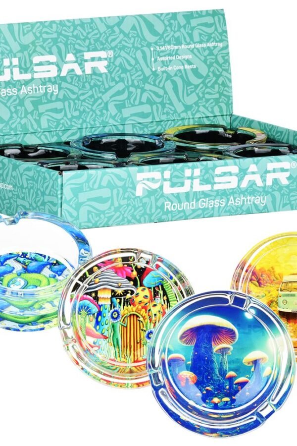 Pulsar Design Series Round Glass Ashtray - 3.4"" / 6ct