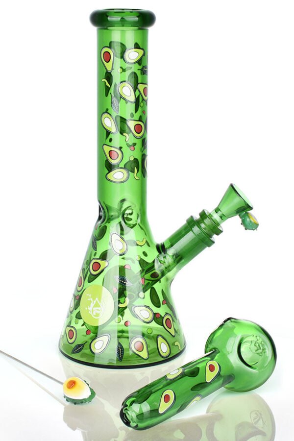 Pulsar Fruit Series Avocado Gold Herb Pipe Glow Duo - 10"" / 14mm F