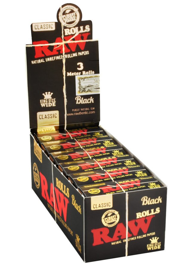 RAW Black Rolls Rolling Papers -3M/King Size Wide 12PC DISP-