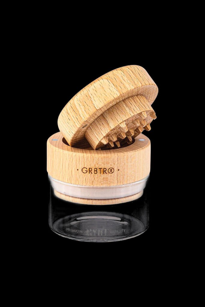 RYOT Beech Wood GR8TR Grinder with Glass Jar