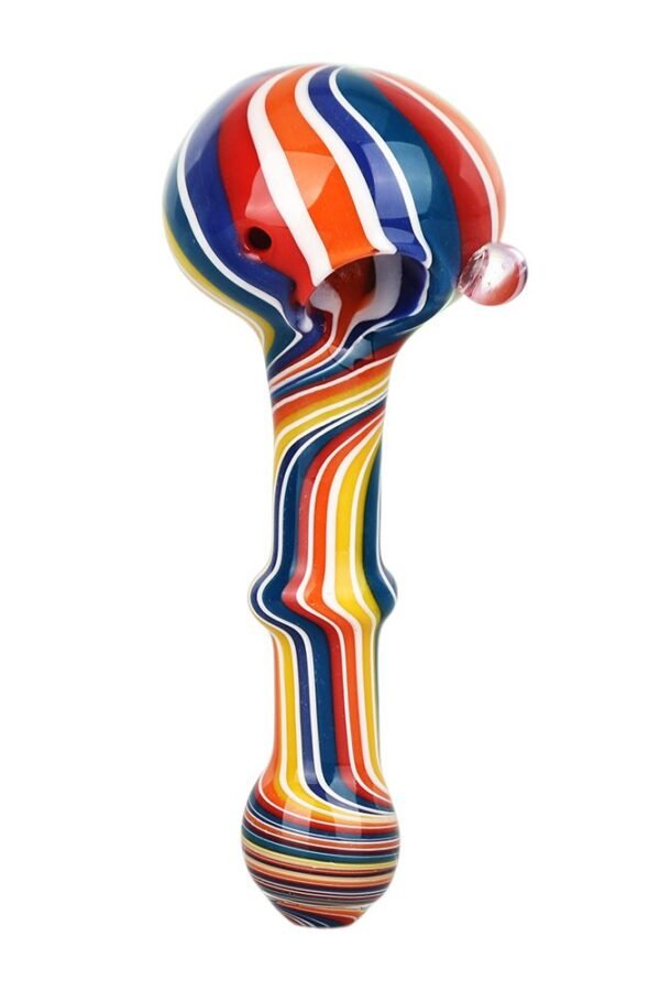 Rainbow Stripes Glass Spoon Pipe - 5""