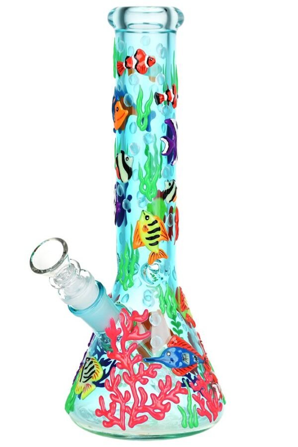 Reef Riot Glow In The Dark Beaker Water Pipe - 10"" / 14mm F