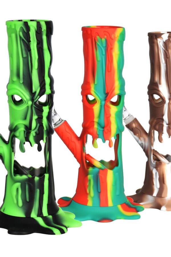 Scary Tree Silicone/Glass LED Water Pipe - 9""/14mm F/Colors Vary