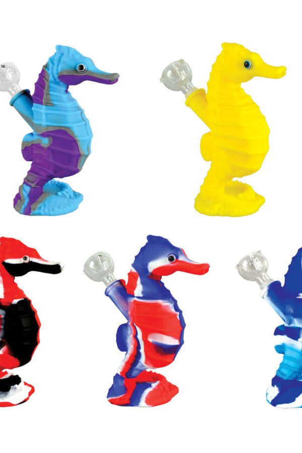 Seahorse Silicone Waterpipe - 6"" / Colors Vary