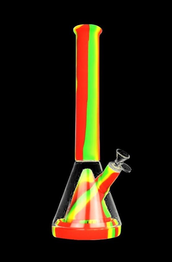 Showerhead Pyramid Perc Striped Silicone & Glass Water Pipe