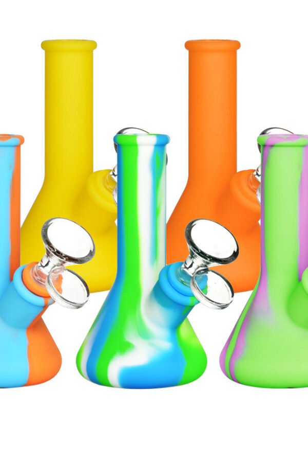 Silicone Beaker Travel Water Pipe- 5"" / 14mm F / Colors Vary