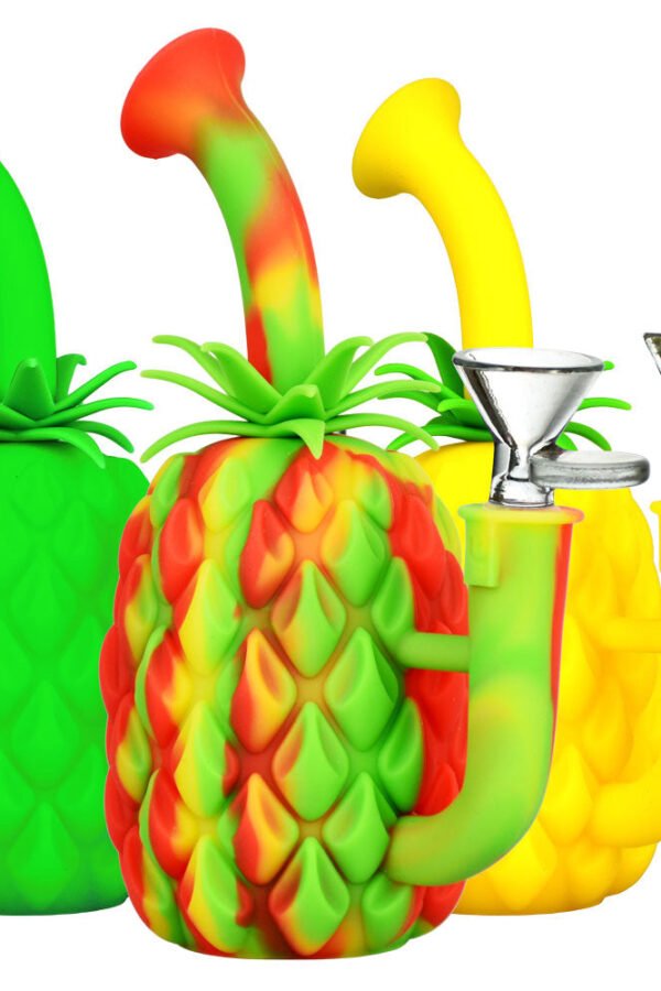 Silicone Pineapple Water Pipe - 7"" / 14mm F / Colors Vary