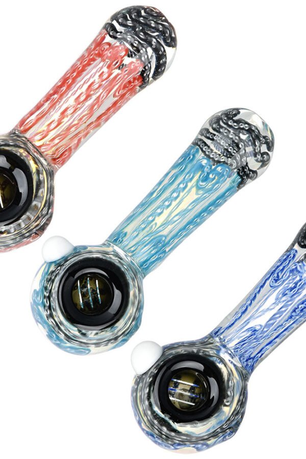 Simply Squiggled Glass Spoon Pipe - 4.25"" / Colors Vary