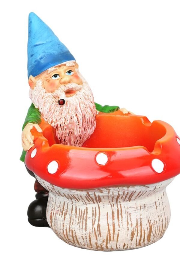 Smoking Gnome Mushroom Ceramic Ashtray - 3.5""