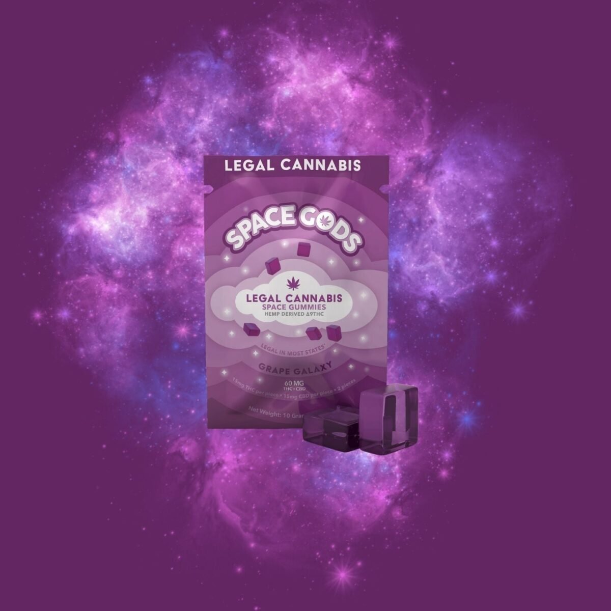 Space Gummies / Galaxy Grape / Delta 9 + CBD 2CT Bag