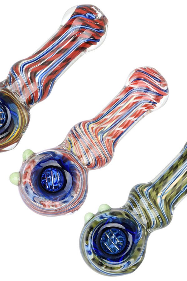 Spiraling Sensation Glass Spoon Pipe - 4.25"" / Colors Vary