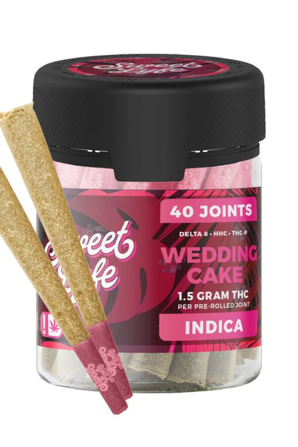 Sweet Lyfe 40 Pack of Joints D8+HHC+THCP - 1.5g per Joint - Wedding Cake - Indica