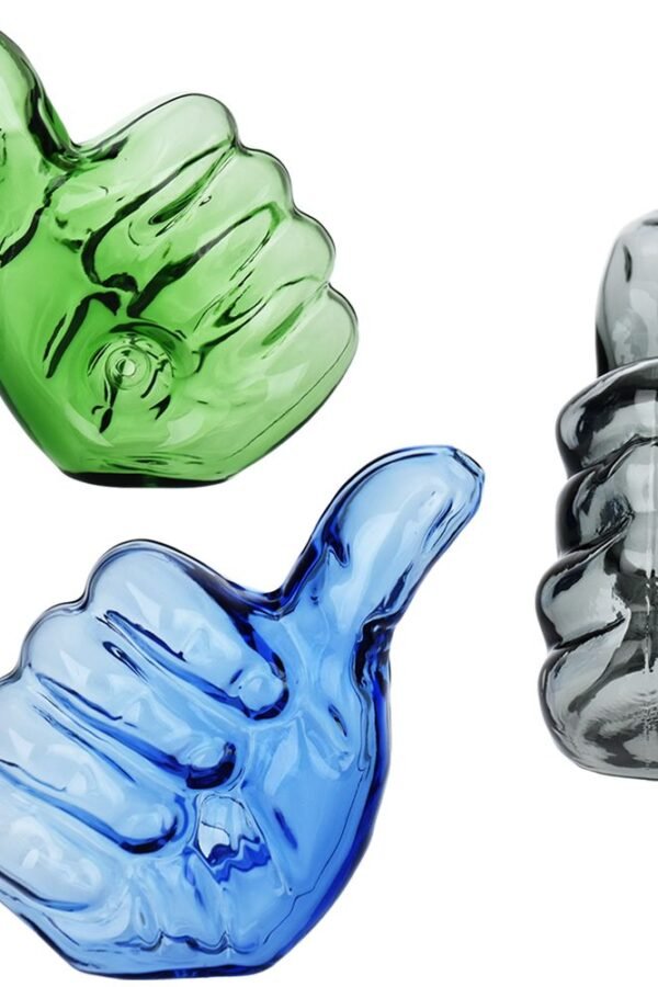 Thumbs Up Glass Hand Pipe - 4"" / Assorted Colors 3ct