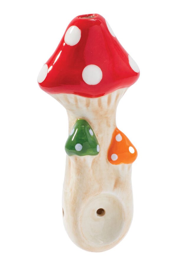 Wacky Bowlz Tri Mushroom Ceramic Pipe - 4""