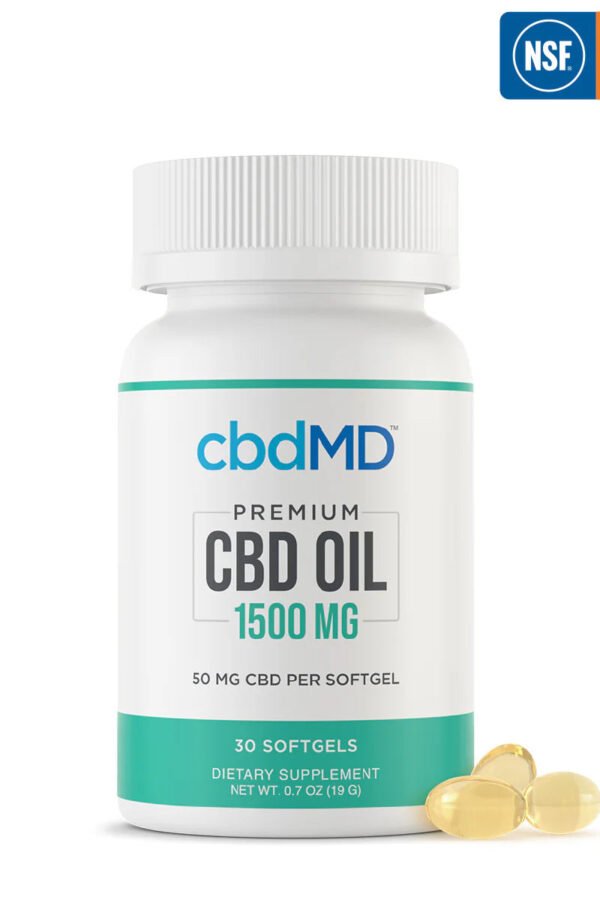 cbdMD Broad Spectrum Softgel Capsules NSF Certified - 1500MG, 30ct