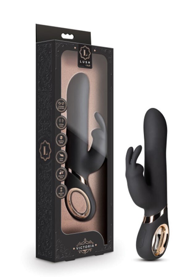 Blush Lush Victoria Rechargeable Silicone Rabbit Vibrator Black