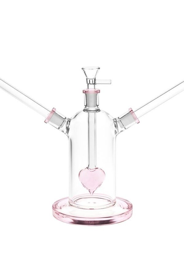 Date Night Heart Perc Dual Neck Glass Water Pipe - 7"" / 14mm F