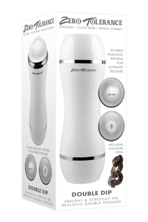 Zero Tolerance Double Dip Dual-Ended Realistic Stroker with Movie Download White